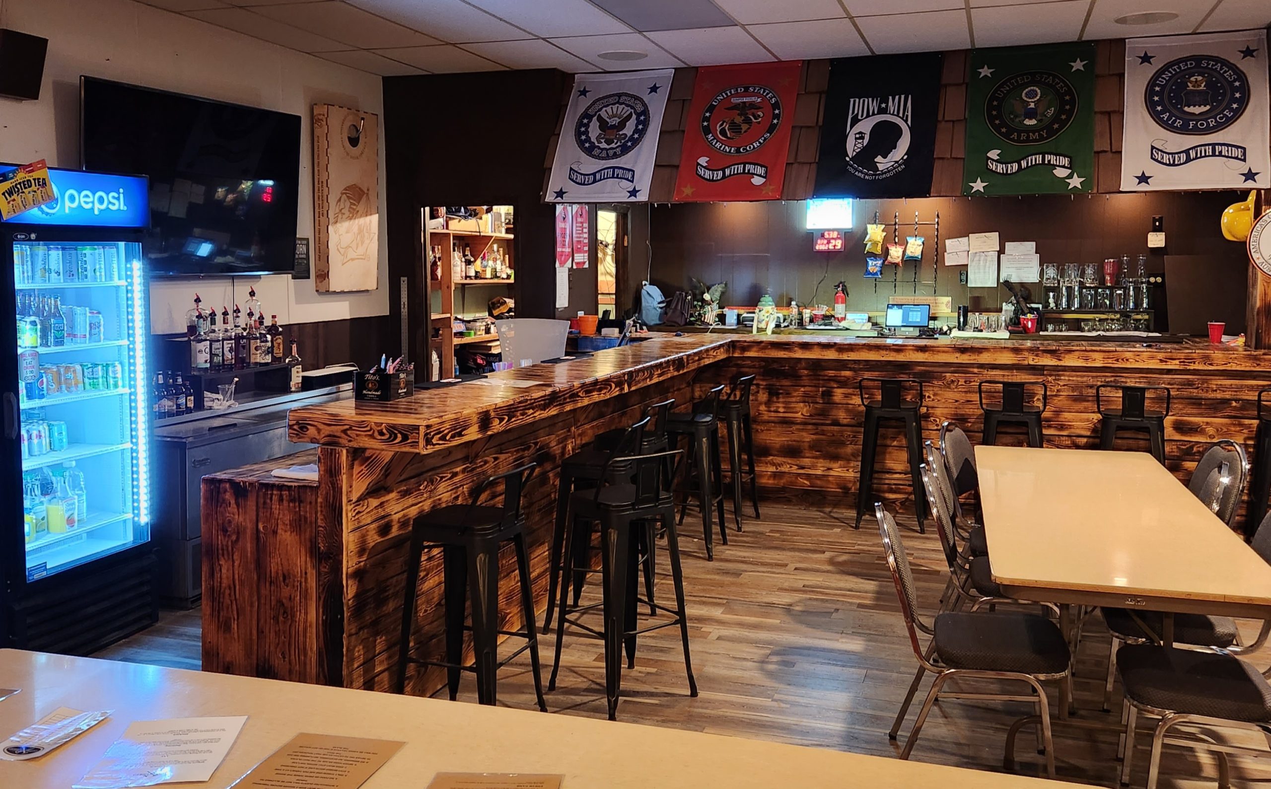 Actual image inside Smoke Eaters axe throwing bar at Mayville, North Dakota - https://josephamblerinn.com/